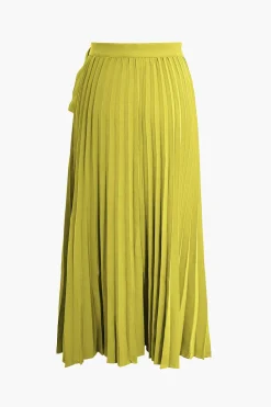 Solid Asymmetrical Pleated Skirt