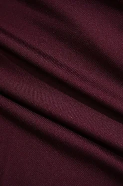 Solid Asymmetrical Ruched Slit Long-Sleeve Maxi Dress