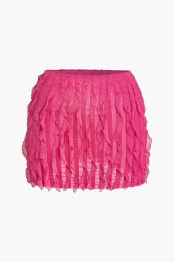 Solid Asymmetrical Ruffle Skirt Set