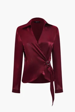 Solid Asymmetrical Shirt And Trousers Set