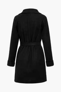 Solid Asymmetrical Tie-Up Coat