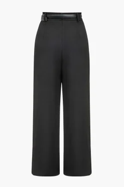 Solid Asymmetrical Wrap Belted Trousers