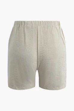 Solid Backless Bow Knotted Short Set
