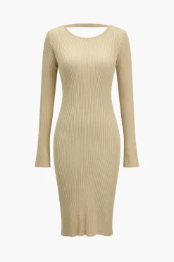 Solid Backless Knit Mini Dress