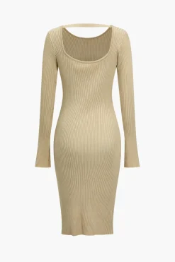 Solid Backless Knit Mini Dress