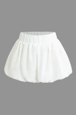 Solid Basic Puff Mini Skirt