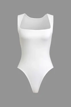 Solid Basic Square Neck Bodysuit