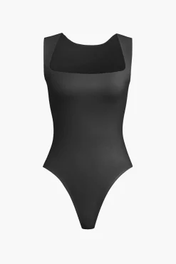 Solid Basic Square Neck Bodysuit
