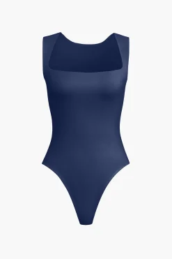 Solid Basic Square Neck Bodysuit