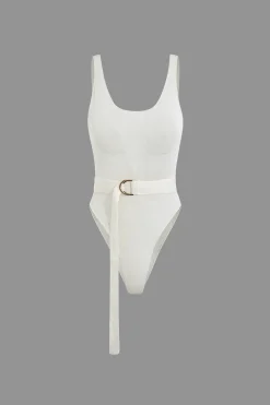Solid Belted Back Tie Bodysuit