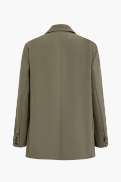 Solid Blazer Double Breasted Pocket