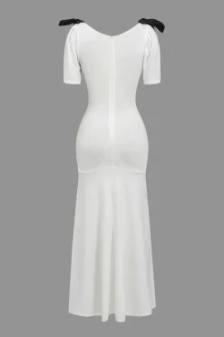 Solid Bow Tie-Up Maxi Dress