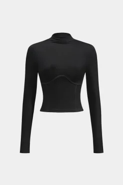Solid Bustier Long Sleeve Top