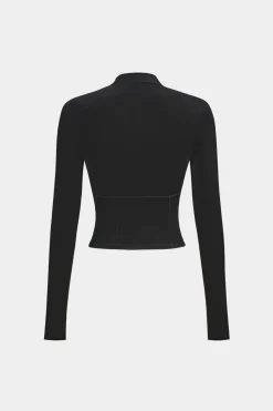 Solid Bustier Long Sleeve Top