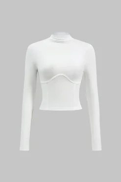 Solid Bustier Long Sleeve Top