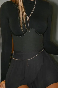 Solid Bustier Long Sleeve Top