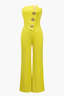 Solid Button Asymmetrical Jumpsuit