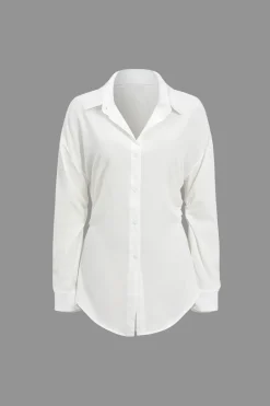 Solid Button Long-Sleeve Shirt