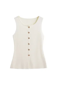 Solid Button Up Vest