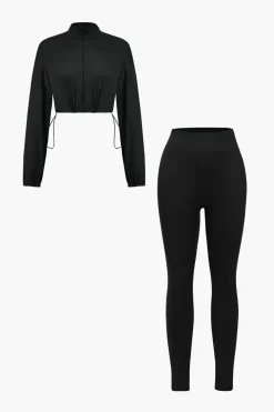 Solid Chain Drawstring Trouser Set