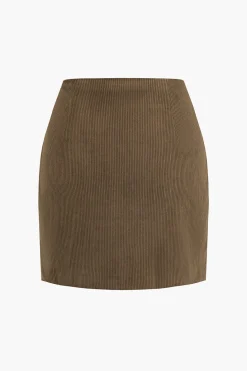Solid Corduroy Mini Skirt