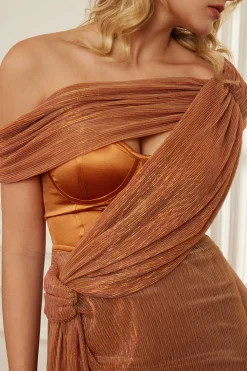 Solid Corset Asymmetrical Maxi Dress