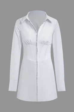 Solid Corset Long Sleeve Mini Dress