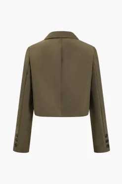 Solid Crop Button Blazer