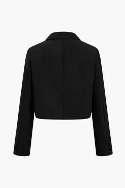 Solid Crop Button Blazer