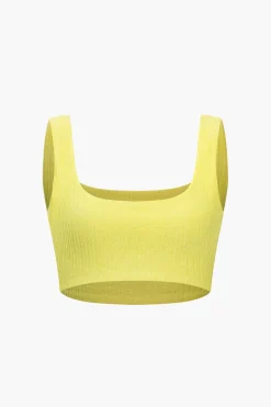 Solid Crop Tank Top And Slit Twist Knot Skirt Set