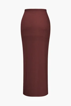 Solid Crop Tank Top And Slit Twist Knot Skirt Set