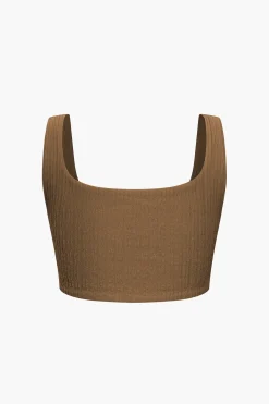Solid Crop Tank Top And Slit Twist Knot Skirt Set