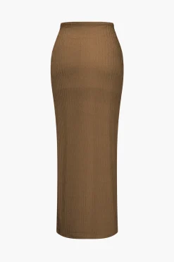 Solid Crop Tank Top And Slit Twist Knot Skirt Set