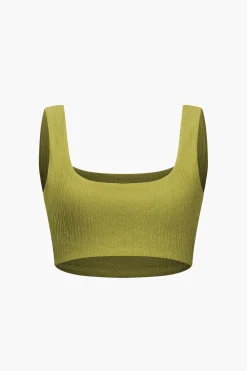 Solid Crop Tank Top And Slit Twist Knot Skirt Set