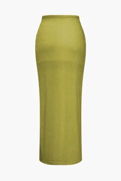 Solid Crop Tank Top And Slit Twist Knot Skirt Set