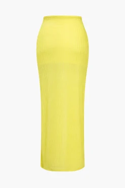 Solid Crop Tank Top And Slit Twist Knot Skirt Set