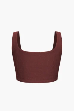 Solid Crop Tank Top And Slit Twist Knot Skirt Set
