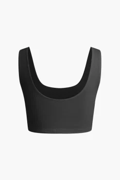 Solid Crop Tank Top And Zipper Pocket Pleated Skirt Set