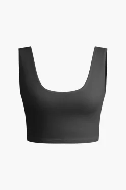 Solid Crop Tank Top And Zipper Pocket Pleated Skirt Set