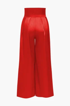 Solid Crossed Backless Top And Wide Leg Trousers Set