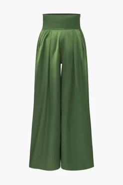 Solid Crossed Backless Top And Wide Leg Trousers Set