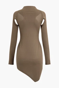 Solid Cut Out Asymmetrical Mini Dress