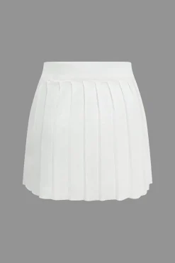 Solid Cut Out Button Skirt Set