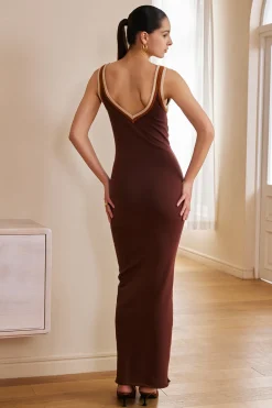 Solid Cut Out Color Block Maxi Dress