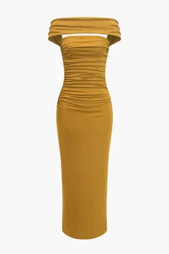 Solid Cut Out Halter Midi Dress