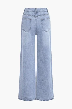 Solid Cut Out Ripped Jeans