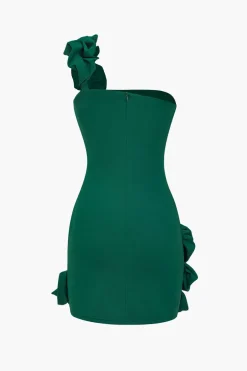 Solid 3D Ruffle Mini Dress