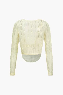 Solid Draped Cowl Neck Long-Sleeve Top