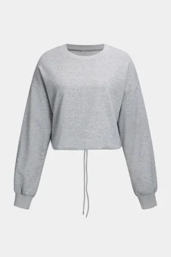 Solid Drawstring Top And Trousers Set