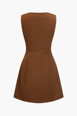 Solid Fake Pocket Mini Dress